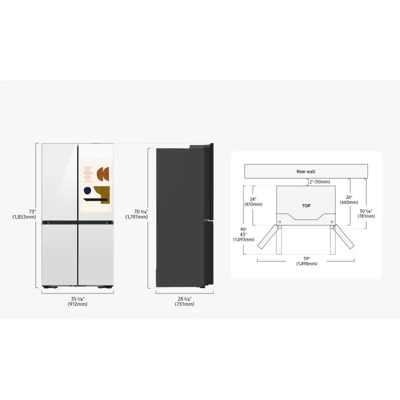 Samsung refrigerador Bespoke French door de 28.6cuft con pantalla de 32" RF29DB9950QD